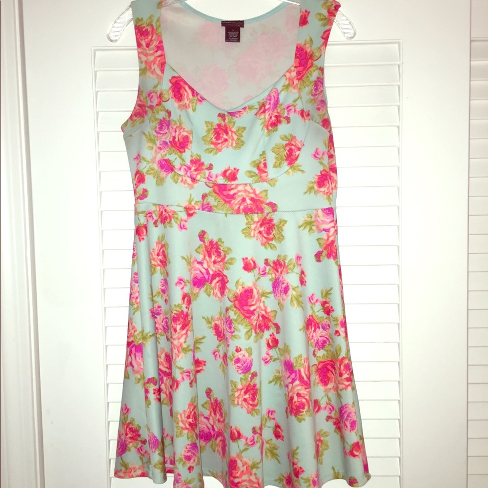 Light Blue and Pink Floral Dress
